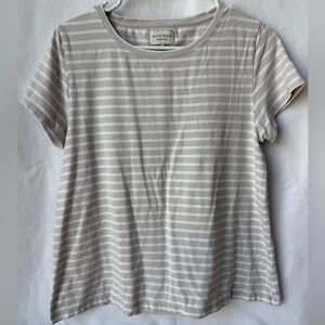 Alice Walk Crew Tee Oatmeal and White Stripe Size Medium